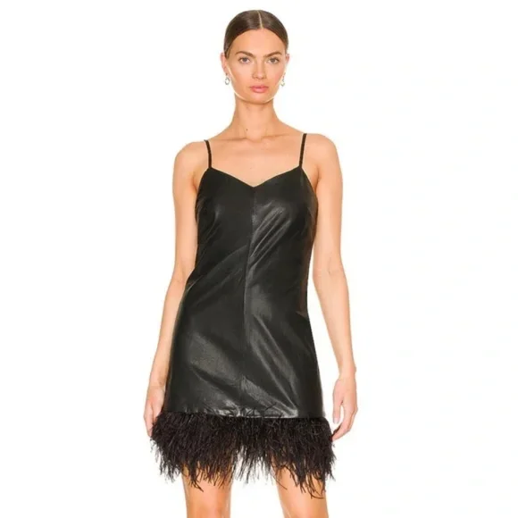 knee length dresses for ladies Lamarque Women's Brett Faux Leather Dress  Channers